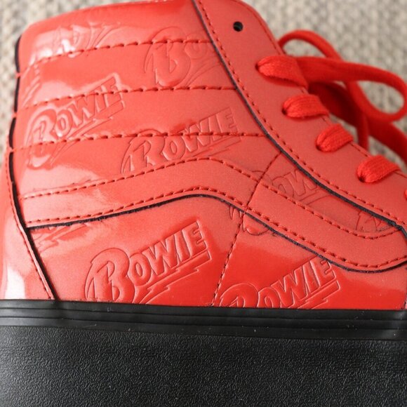 Vans x David Bowie Sk8-Hi Red Patent Leather High Top Sneakers Women 9 / Men 7.5 - Picture 5 of 14